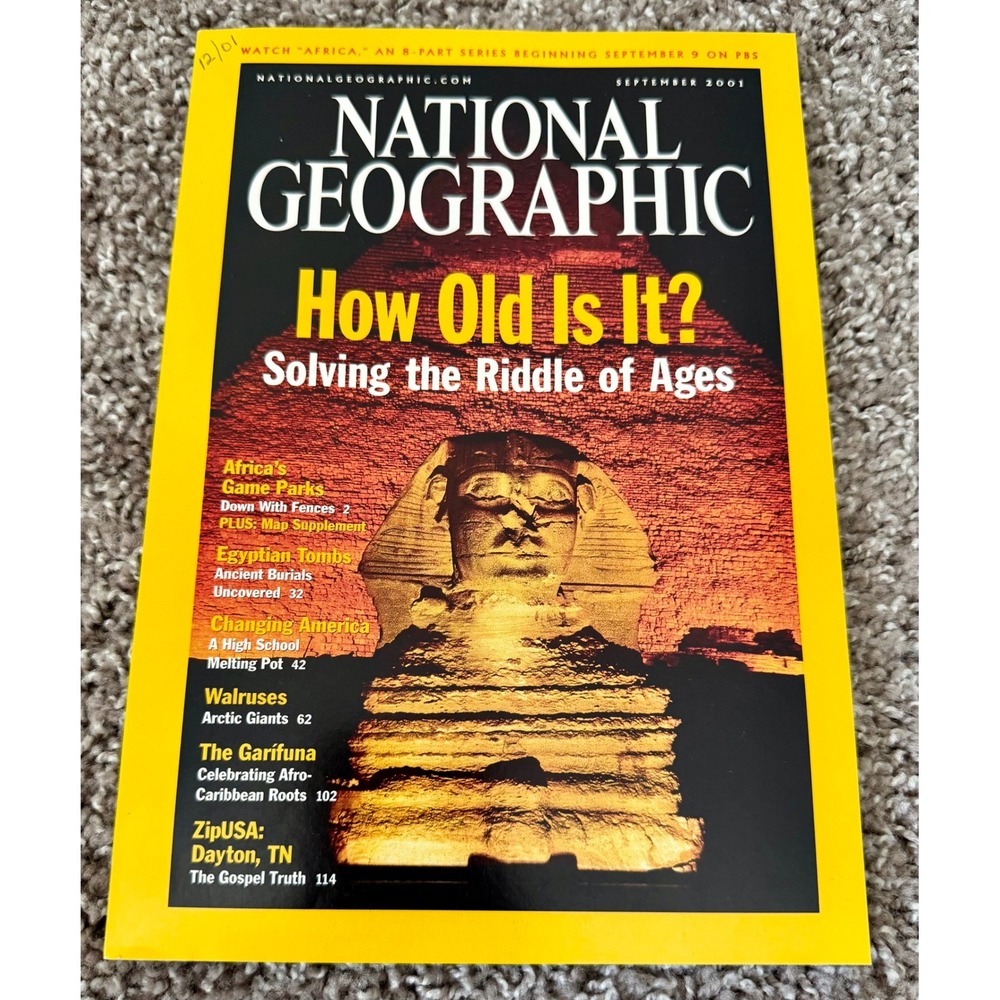 National Geographic Magazine September 2001 Sphinx Egypt Archaeology Excellent